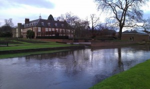 The River Cray at Hall Place at full capacity. Feb 2014