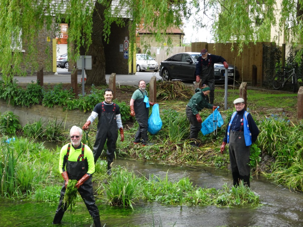 Michael (in cap) with his team.