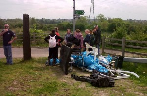 Some of the Marks and Spencers helpers who tackled litter and fly-tipping around Thames Road Wetland and the lower Cray 