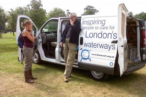 Joanne Bradley chats with River Cray Project Officer Michael Heath at the Danson event (picture by Chris Rose)