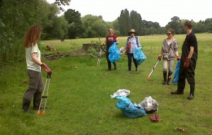 Volunteers work their way along the bank to the next 'grot spot'