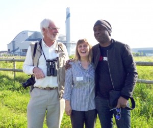 Ralph Todd (left), with Karen Sutton and David 'The Urban Birder' Lindo at the opening of the new Crossness bird hide in 2014.