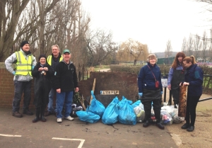 Friends of the Shuttle volunteers after the Crofton Road area clean-up along the river.