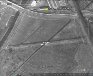 Google Earth image, said to have been taken in 1940. River Wansunt can clearly be seen cutting through the Sewer Pipe Embankment, with pipe bridge evident. Second drainage channel to the left, and another along the east margin of the site at the foot of the railway embankment. No trees or shrubs! 