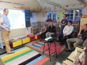 Cray Project Officer Michael Heath wows the crowd (most of whom are out of camera shot) with more of his tales from the riverbank (Photo: Martin Watts) 