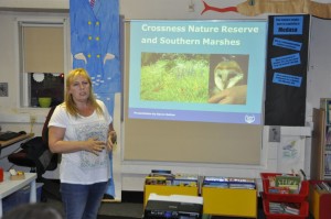 Thames Water Biodiversity Team and Crossness Nature Reserve Site Manager Karen Sutton talks about her work across Erith Marshes. (Photo: Richard Spink)