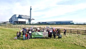 It's no joke! 'Save our Skylarks' protesters at Crossness on April 1st. Cory 'Environmental' has submitted the plan to build on two large fields in the name of its incinerator arm. (Photo: Richard Spink)