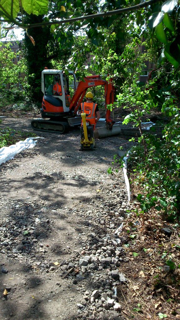 After tree cutting, trackway construction starts in the woodland next to Sidcup Railway Station. What is going on? 